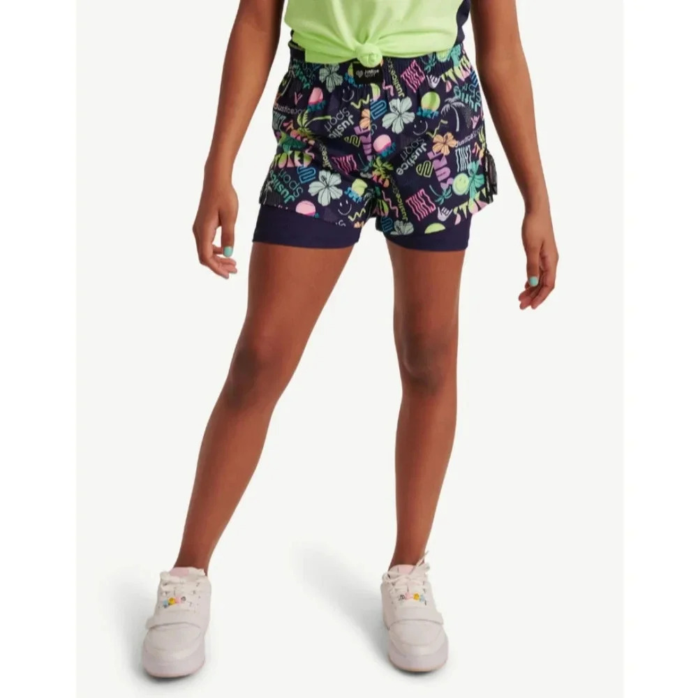 Justice Girl's J-Sport Active 2-Fer Running Short Size XL Plus (16P/18P) NWT